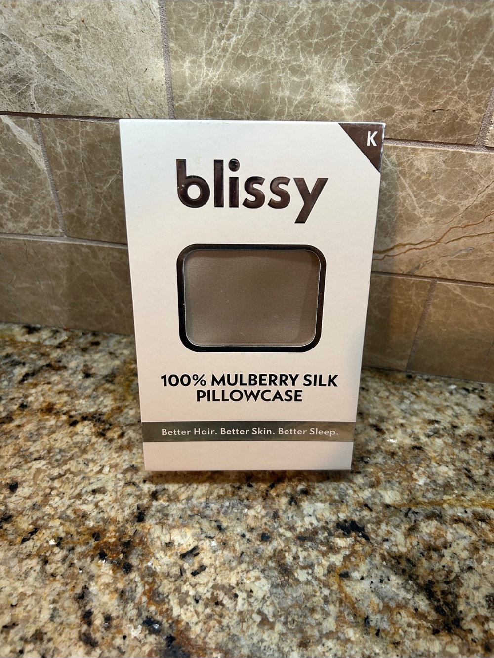 Blissy 100% Mulberry Silk Pillowcase in a Natural Beige color, King size. , New